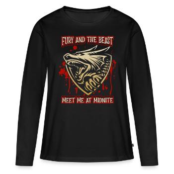 loup-garou et éclaboussures de sang, en disant, monstre zombie - T-shirt manches longues Premium bio Femme - noir - Devant - Julia (174cm)