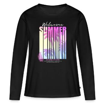 Dicton d’été, Palmiers, Californie, Monterey Beach - T-shirt manches longues Premium bio Femme - noir - Devant - Julia (174cm)