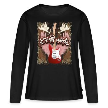 Guitare Guitare électrique, Rock n Roll Dire Ange Chérubins - T-shirt manches longues Premium bio Femme - noir - Devant - Julia (174cm)