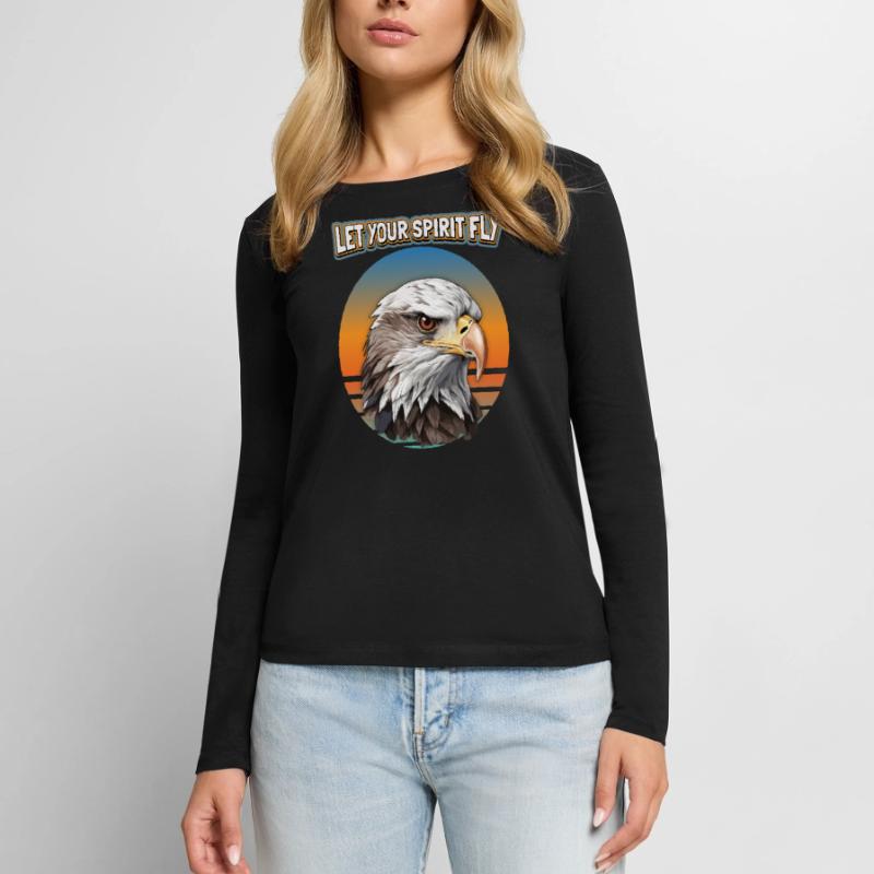 Eagle Motif, Eagle Illustration, Saying Women's Premium Organic Long Sleeve Shirt