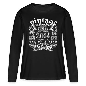 2014 Octobre 2014 anniversaire October 2014 - T-shirt manches longues Premium bio Femme - noir - Devant - Julia (174cm)