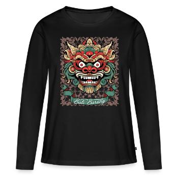 Masque d’Asie, divinité indonésienne Barong, Bali - T-shirt manches longues Premium bio Femme - noir - Devant - Julia (174cm)