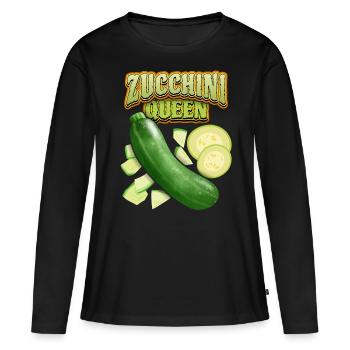 Zucchini Queen, Funny Vegetable Saying - Women's Premium Organic Long Sleeve Shirt - black - Front - Julia (174cm)