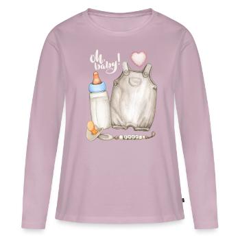 Strampelhose, Nuckelflasche für das Baby, Spruch - Frauen Premium Bio Langarmshirt - Altrosa - Vorne - Julia (174cm)