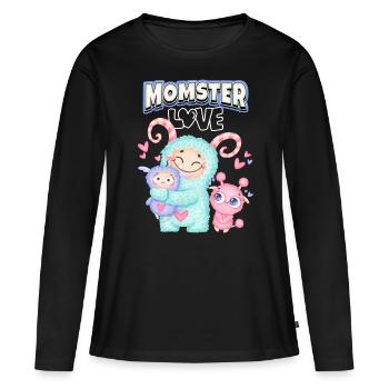 Momster, Momster Love, Mother, Mother's Day Saying - Women's Premium Organic Long Sleeve Shirt - black - Front - Julia (174cm)