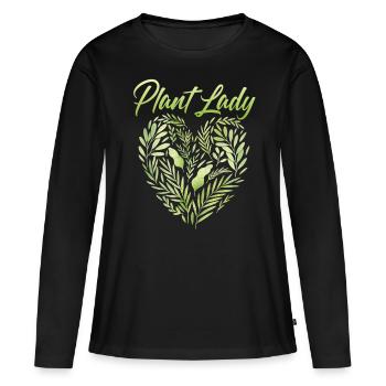 Spruch mit Herz für Pflanzen Fans, Plant-Lady - Frauen Premium Bio Langarmshirt - Schwarz - Vorne - Julia (174cm)