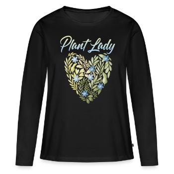 Coeur floral pour les Fans de plantes, Dame de plante - T-shirt manches longues Premium bio Femme - noir - Devant - Julia (174cm)