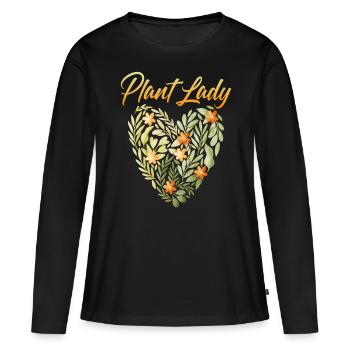 Plant-Lady, Spruch mit Herz für Pflanzen Fans - Frauen Premium Bio Langarmshirt - Schwarz - Vorne - Julia (174cm)