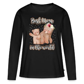 Best Mom In The World, Saying Mother's Day, Mama Bear - Women's Premium Organic Long Sleeve Shirt - black - Front - Julia (174cm)