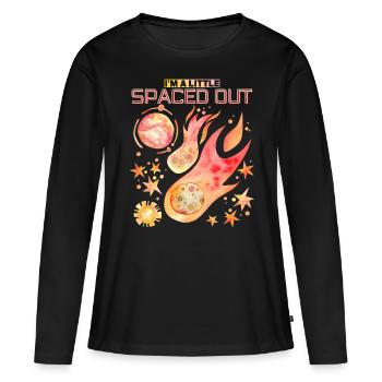 Voyage dans l’espace, dicton de l’espace, planètes drôles - T-shirt manches longues Premium bio Femme - noir - Devant - Julia (174cm)
