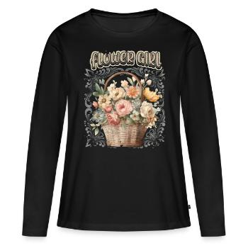 Flower Girl, Vintage Scrapbook, Floral Motif - Women's Premium Organic Long Sleeve Shirt - black - Front - Julia (174cm)