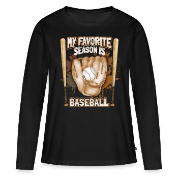 Baseball, Drôle De Sport Dire Gant De Baseball - T-shirt manches longues Premium bio Femme - noir - Devant - Julia (174cm)