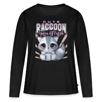 Kawaii Raccoon, Funny Raccoon-Racoon Saying - Women's Premium Organic Long Sleeve Shirt - black - Front - Julia (174cm)