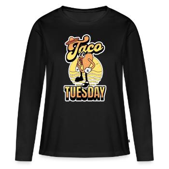 Taco Mardi - T-shirt manches longues Premium bio Femme - noir - Devant - Julia (174cm)
