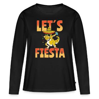 Let’s Fiesta Taco Dino - T-shirt manches longues Premium bio Femme - noir - Devant - Julia (174cm)