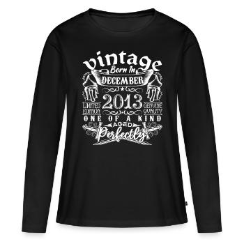 2013 Décembre 2013 anniversaire December 2013 - T-shirt manches longues Premium bio Femme - noir - Devant - Julia (174cm)