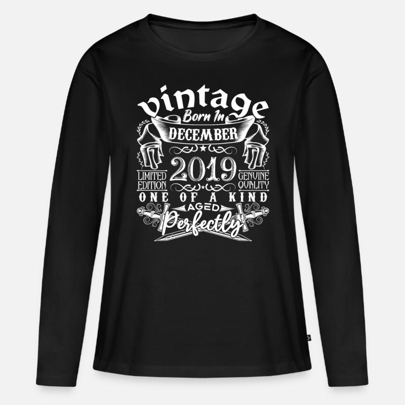 2019 Dezember 2019 Geburtstag Dezember 2019 - Frauen Premium Bio Langarmshirt - Schwarz