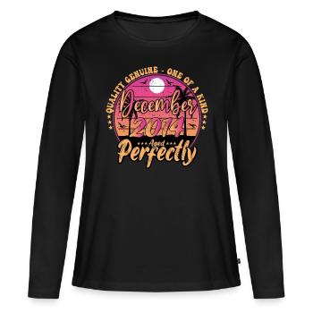 Dezember 2014 Jubiläum 2014 Dezember 2014 - Frauen Premium Bio Langarmshirt - Schwarz - Vorne - Julia (174cm)