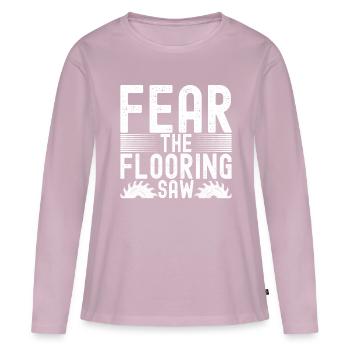 Carrelage Couche de sol - T-shirt manches longues Premium bio Femme - rose poudré - Devant - Julia (174cm)