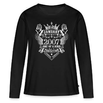2007 Janvier 2007 anniversaire Janvier 2007 - T-shirt manches longues Premium bio Femme - noir - Devant - Julia (174cm)