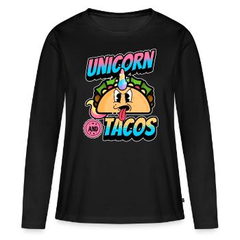 Taco - T-shirt manches longues Premium bio Femme - noir - Devant - Julia (174cm)