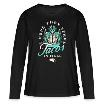 Taco - T-shirt manches longues Premium bio Femme - noir - Devant - Julia (174cm)