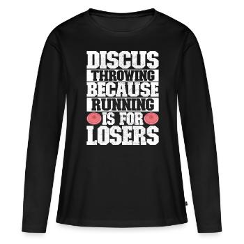 Lancer du disque Lancer du disque - T-shirt manches longues Premium bio Femme - noir - Devant - Julia (174cm)