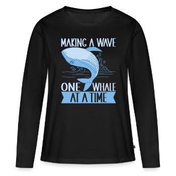 Baleines Baleine - T-shirt manches longues Premium bio Femme - noir - Devant - Julia (174cm)