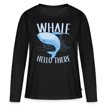 Baleines Baleine - T-shirt manches longues Premium bio Femme - noir - Devant - Julia (174cm)