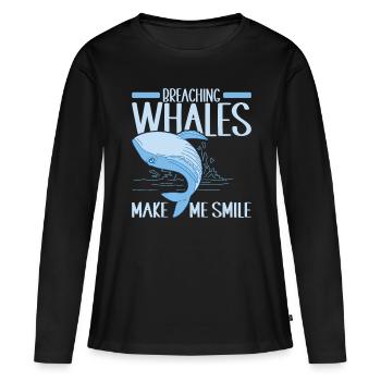 Baleines Baleine - T-shirt manches longues Premium bio Femme - noir - Devant - Julia (174cm)