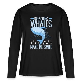 Baleines Baleine - T-shirt manches longues Premium bio Femme - noir - Devant - Julia (174cm)