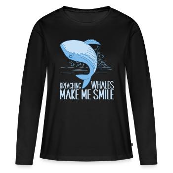Baleines Baleine - T-shirt manches longues Premium bio Femme - noir - Devant - Julia (174cm)