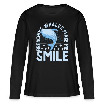 Baleines Baleine - T-shirt manches longues Premium bio Femme - noir - Devant - Julia (174cm)