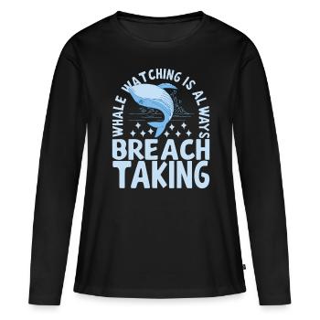 Baleines Baleine - T-shirt manches longues Premium bio Femme - noir - Devant - Julia (174cm)