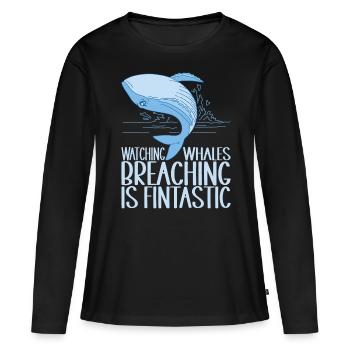 Baleines Baleine - T-shirt manches longues Premium bio Femme - noir - Devant - Julia (174cm)