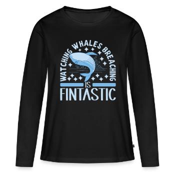 Baleines Baleine - T-shirt manches longues Premium bio Femme - noir - Devant - Julia (174cm)