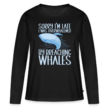 Baleines Baleine - T-shirt manches longues Premium bio Femme - noir - Devant - Julia (174cm)