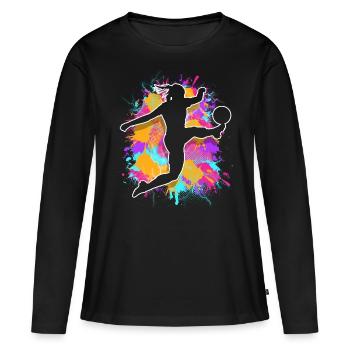 Football féminin Football féminin Football féminin - T-shirt manches longues Premium bio Femme - noir - Devant - Julia (174cm)