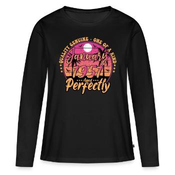 January 1951 Birthday 1951 January 1951 - Women's Premium Organic Long Sleeve Shirt - black - Front - Julia (174cm)