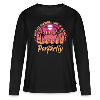 Janvier 2006 anniversaire 2006 Janvier 2006 - T-shirt manches longues Premium bio Femme - noir - Devant - Julia (174cm)