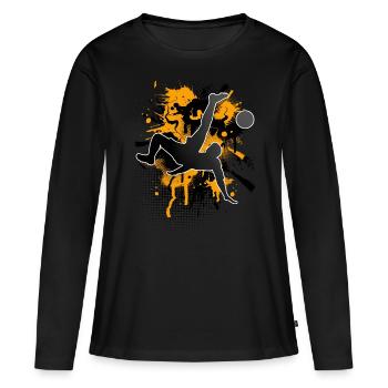 Joueurs de football - T-shirt manches longues Premium bio Femme - noir - Devant - Julia (174cm)