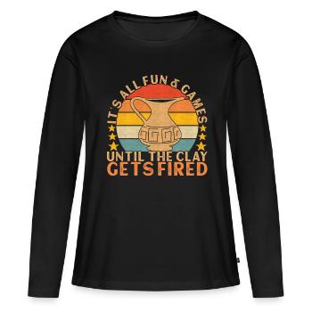 Töpfern Töpfer - Frauen Premium Bio Langarmshirt - Schwarz - Vorne - Julia (174cm)