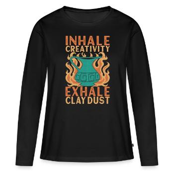 Töpfern Töpfer - Frauen Premium Bio Langarmshirt - Schwarz - Vorne - Julia (174cm)