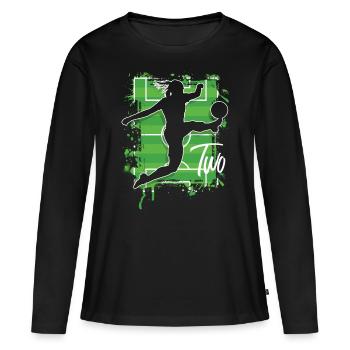 Footballeur Football 2ème Anniversaire - T-shirt manches longues Premium bio Femme - noir - Devant - Julia (174cm)