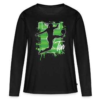 Footballeur Football 10e anniversaire - T-shirt manches longues Premium bio Femme - noir - Devant - Julia (174cm)