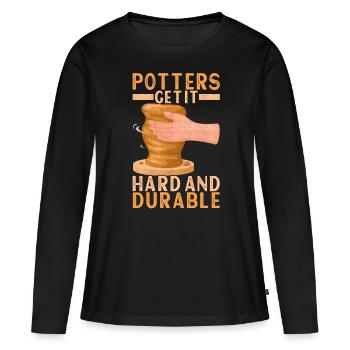 Töpfern Töpfer - Frauen Premium Bio Langarmshirt - Schwarz - Vorne - Julia (174cm)
