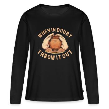 Töpfern Töpfer - Frauen Premium Bio Langarmshirt - Schwarz - Vorne - Julia (174cm)