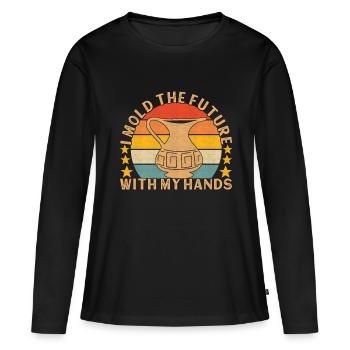 Töpfern Töpfer - Frauen Premium Bio Langarmshirt - Schwarz - Vorne - Julia (174cm)