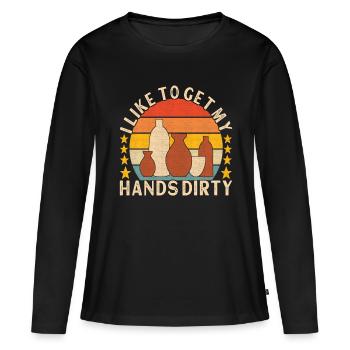 Töpfern Töpfer - Frauen Premium Bio Langarmshirt - Schwarz - Vorne - Julia (174cm)