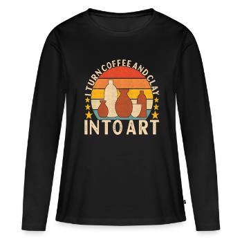 Töpfern Töpfer - Frauen Premium Bio Langarmshirt - Schwarz - Vorne - Julia (174cm)
